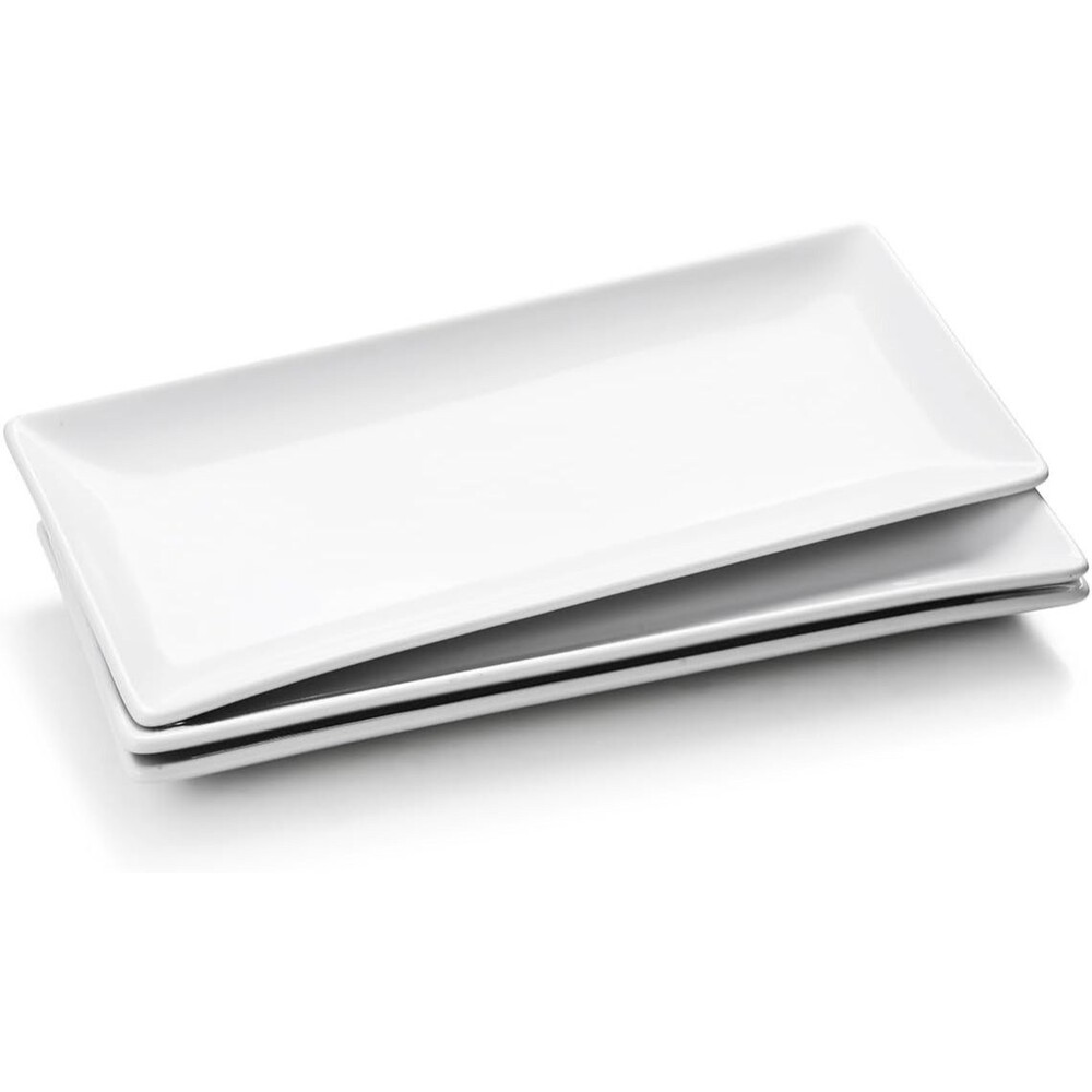 Miicol 14" White Porcelain Rectangular‎ Serving Platter Plate Modern Design